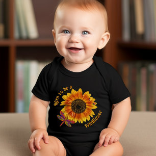 Wildflower Saying Sunflower Dragonfly Nature Baby Bodysuit