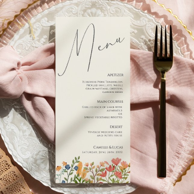 Wildflower Script Modern Wedding Menu (Creator Uploaded)