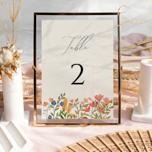 Wildflower script Table Number Card