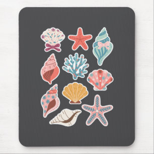 Wildflower Seashell Clam Summer Vibes Floral Beach Mouse Pad