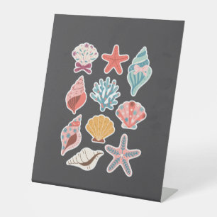 Wildflower Seashell Clam Summer Vibes Floral Beach Pedestal Sign