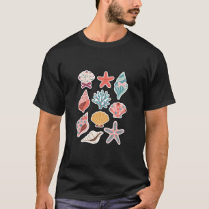 Wildflower Seashell Clam Summer Vibes Floral Beach T-Shirt