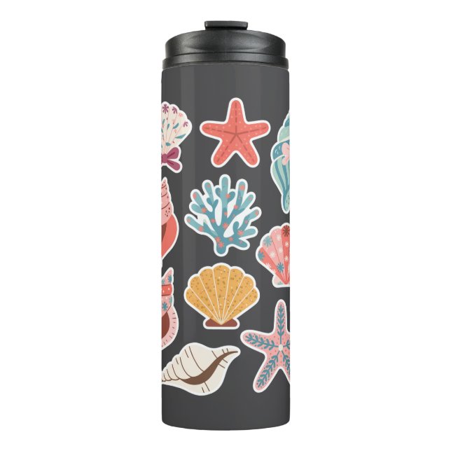 Wildflower Seashell Clam Summer Vibes Floral Beach Thermal Tumbler (Front)
