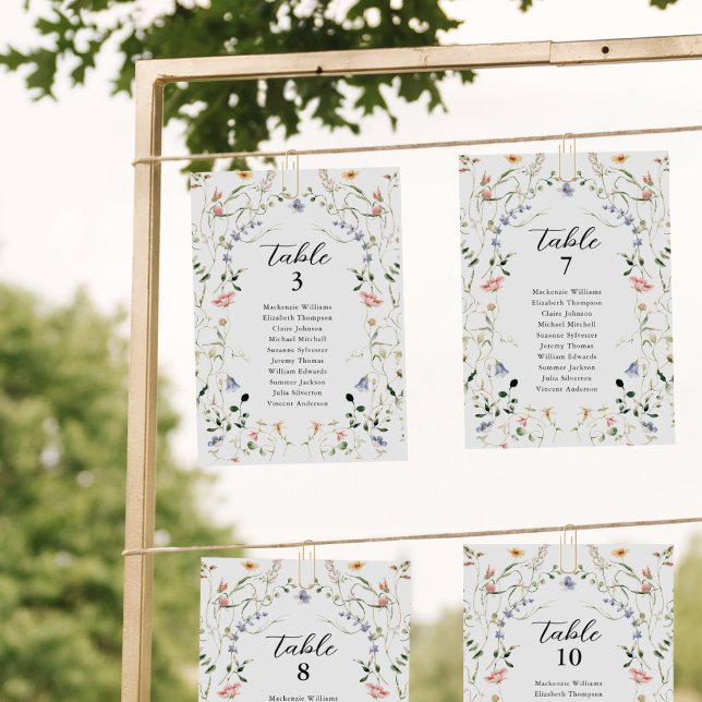 Wildflower Seating Chart Card Floral Wreath Garden (Creator Uploaded)
