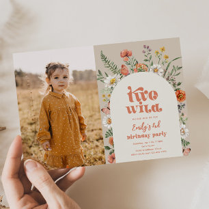 Wildflower Second Birthday Photo Invitation