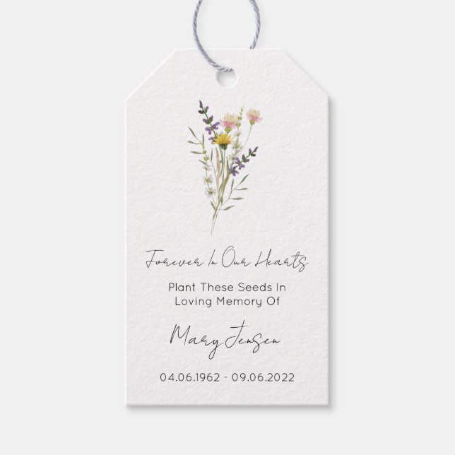 Wildflower Seed Packet Funeral Gift Tags (Front)