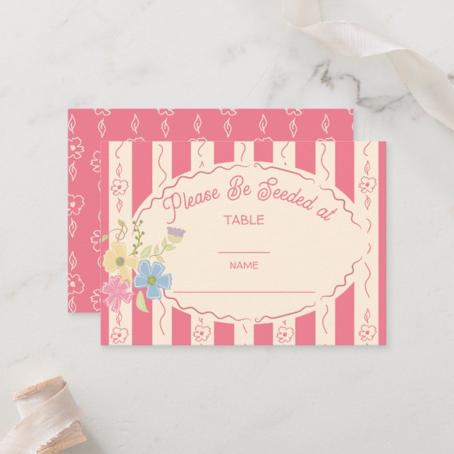 Wildflower seed packet wedding table number name place card (Front/Back In Situ)