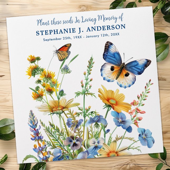 Wildflower Seed Packets Butterfly Memorial Funeral Envelope (Creator Uploaded)