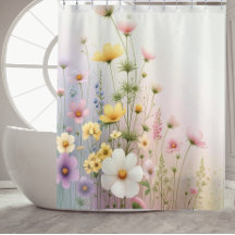 Wildflower Shower Curtain Botanical Bathroom Decor