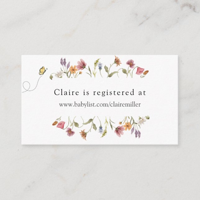 Wildflower Shower Registry Enclosure Card (Front)