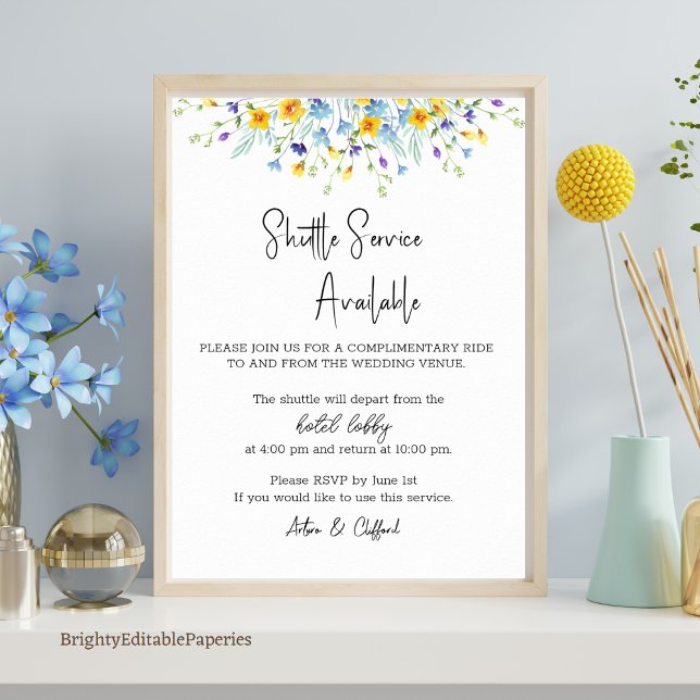 Wildflower Shuttle Service Sign Template  (Creator Uploaded)