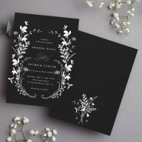Wildflower Silhouette Wreath Wedding Black