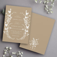 Wildflower Silhouette Wreath Wedding Tan