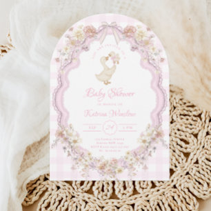 Wildflower Silly Goose Pink Bow Girl Baby Shower Invitation
