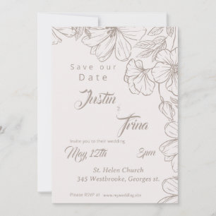 wildflower Simple Calligraphy Save the Date Invitation