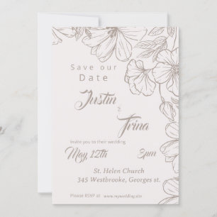 wildflower Simple Calligraphy Save the Date Invitation