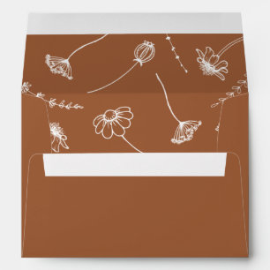 Wildflower Sketch Burnt Orange Floral Invitation Envelope