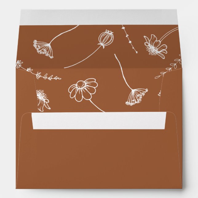 Wildflower Sketch Burnt Orange Floral Invitation Envelope (Back (Bottom))