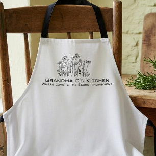 Wildflower Sketch Grandma Kitchen Apron