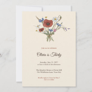 Wildflower Sketchbook 30th Birthday Invitation