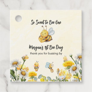 Wildflower So Sweet Bee One 1st Bee Day Birthday Favour Tags