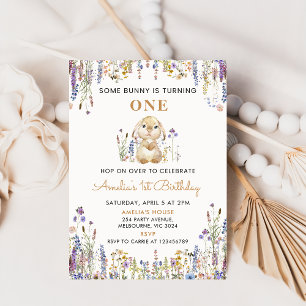 Wildflower Some Bunny Girl Birthday Invitation