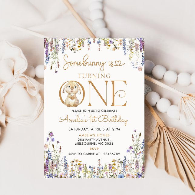 Wildflower Some Bunny Is Turning One 1st Birthday Invitation (Creator Uploaded)
