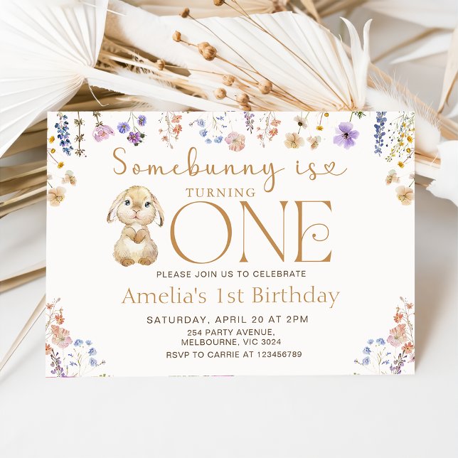 Wildflower Some Bunny Is Turning One 1st Birthday Invitation (Creator Uploaded)