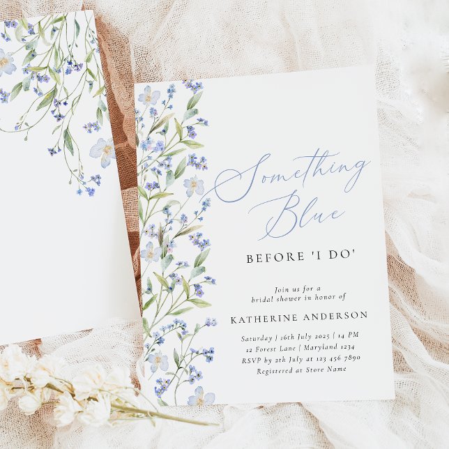 Wildflower Something Blue Bridal Shower Invitation (Creator Uploaded)
