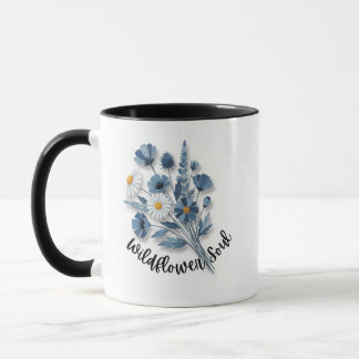 Wildflower Soul Blue Floral Art Mug