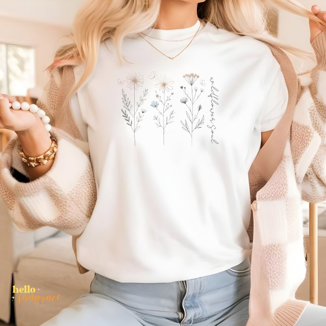 Wildflower Soul Line Art Floral T-Shirt (Creator Uploaded)