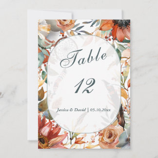 Wildflower Spirit Boho Wedding Table Number