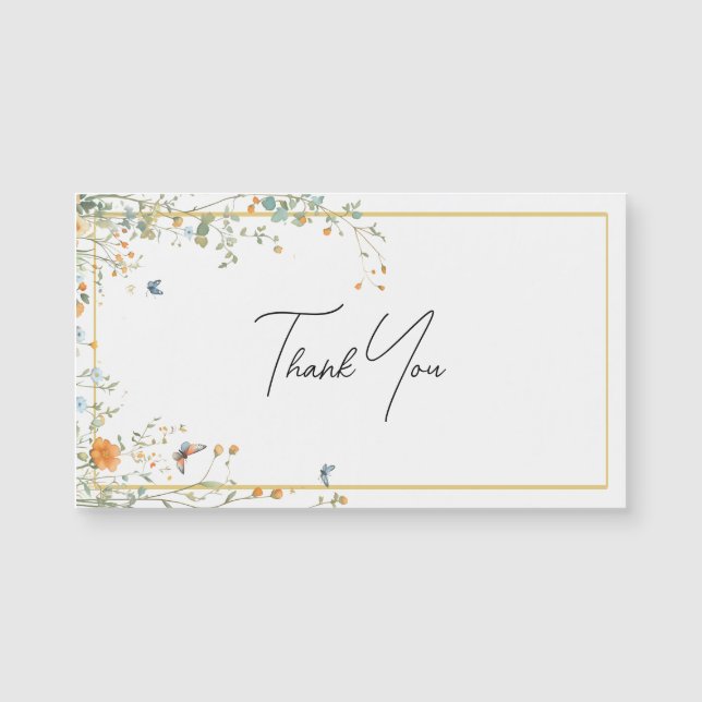 Wildflower sprays with Elegant Script Thank you (Front)