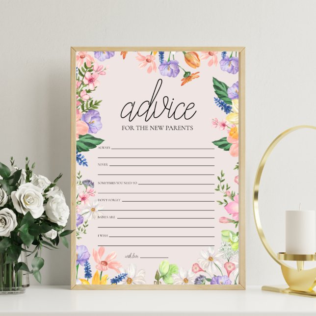 Wildflower Spring Baby Advice Writing Card Sign (Creator Uploaded)