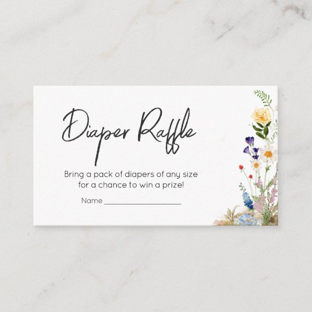 Wildflower Spring Baby in Bloom Diaper Raffle Enclosure Card (Front)