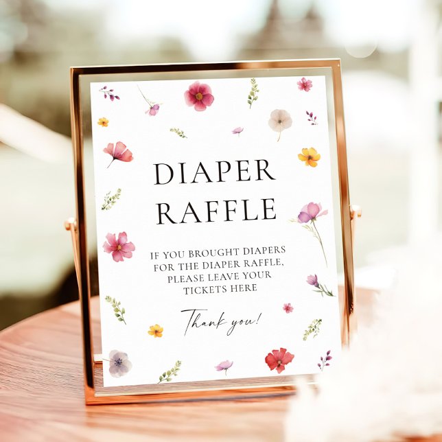 Wildflower Spring Baby Shower Diaper Raffle Game Poster (Creator Uploaded)