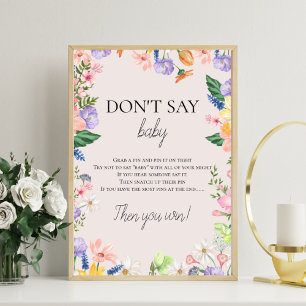 Wildflower Spring Baby shower Don't Say Baby Game  Photo Print