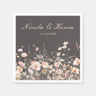 Wildflower Spring Blush Pink Floral Wedding Napkin