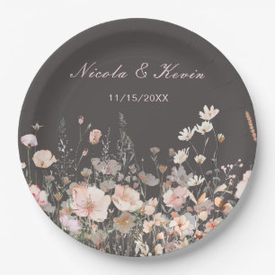 Wildflower Spring Blush Pink Floral Wedding Paper Plate