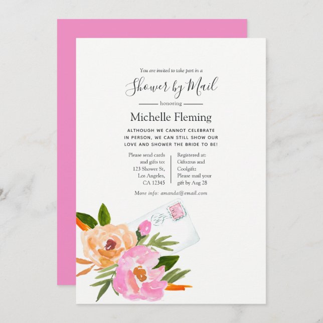 Wildflower Spring Bridal or Baby Shower by Mail Invitation (Front/Back)