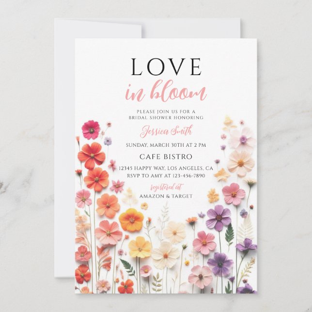 Wildflower Spring Bridal Shower Invitation (Front)