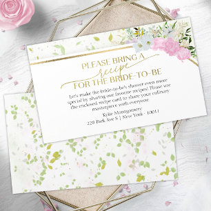 Wildflower Spring Bridal Shower Recipe Request Enclosure Card