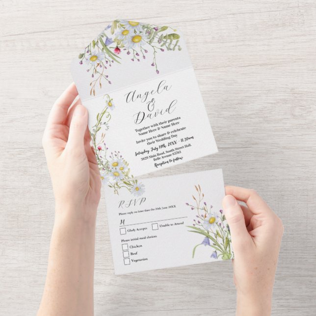 Wildflower Spring Delicate Wedding Invite & RSVP (Tearaway)