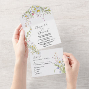Wildflower Spring Delicate Wedding Invite & RSVP