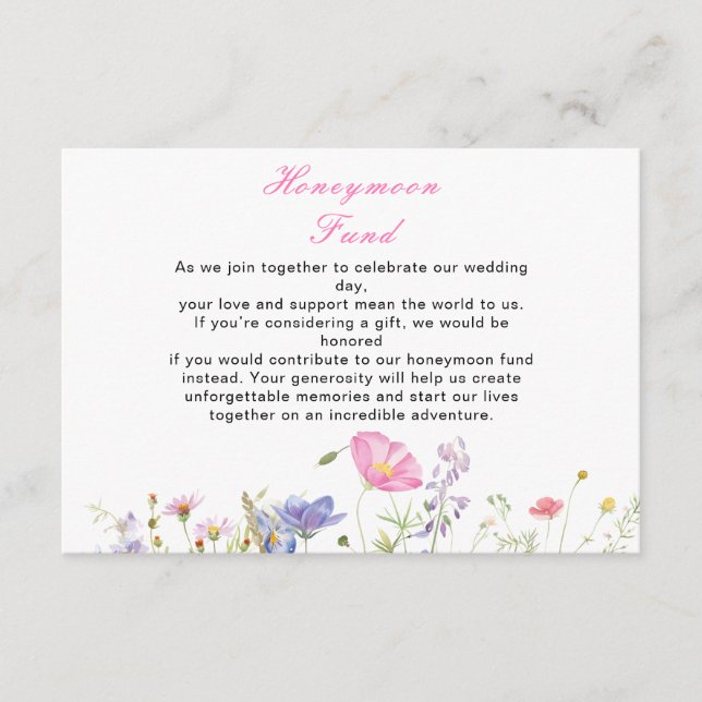 Wildflower Spring Floral Enclosure Card (Front)