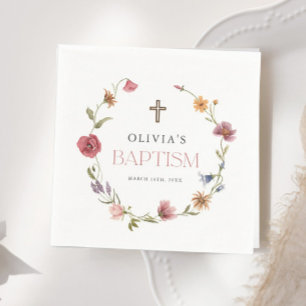 Wildflower Spring Floral Girl Baptism Party Napkin