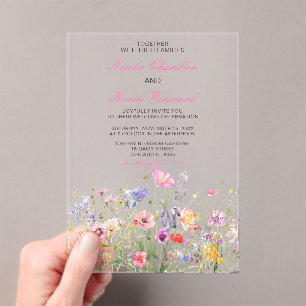 Wildflower Spring Floral Wedding Acrylic Invitations