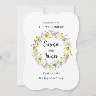 Wildflower Spring floral Wreath minimalist Invitation