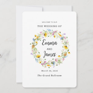 Wildflower Spring floral Wreath minimalist Invitation