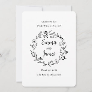 Wildflower Spring floral Wreath minimalist Invitation